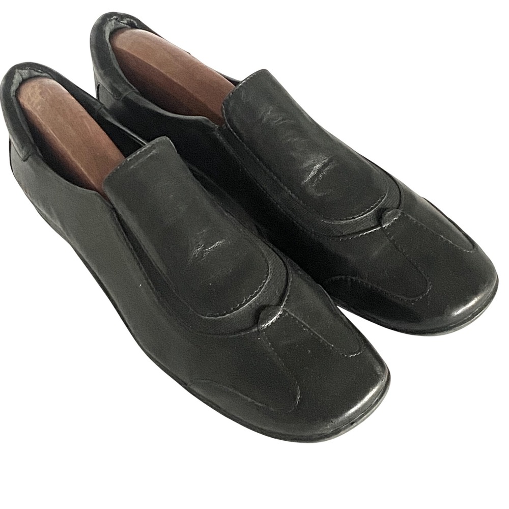 Elites by Walking Cradles Womens Black Leather Slip On Loafers Size 8 S Brazil